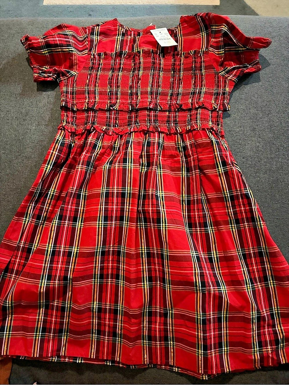 Crewcuts Smocked Red Tartan Plaid Holiday Dress Girls 8